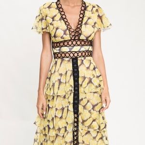 NWT L'atiste Yellow and Black Maxi Dress